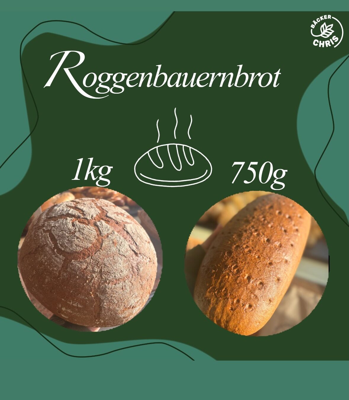Roggenbauernbrot in 1 kg und 750 g