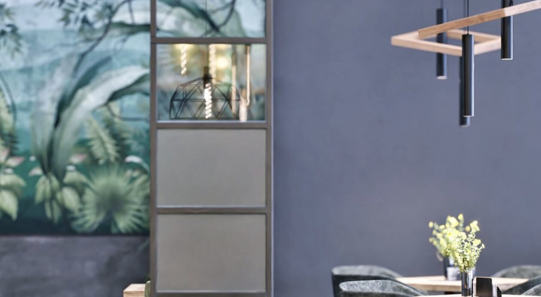 Dschungel-Wandbild mit Glaselement